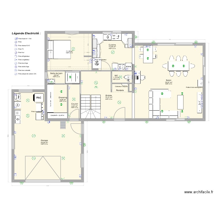Modèle CORAIL + R+1. Plan de 11 pièces et 173 m2