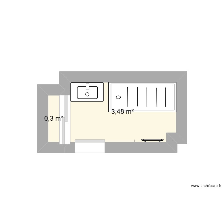 salle de bain 2. Plan de 2 pièces et 4 m2