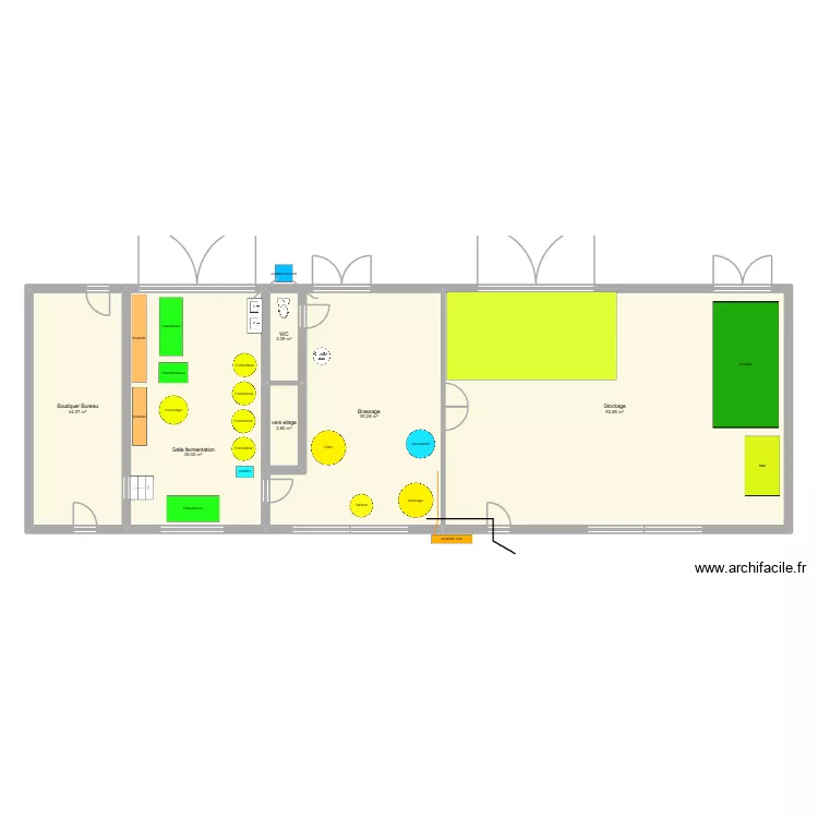 Brasserie Schonauer. Plan de 6 pièces et 199 m²