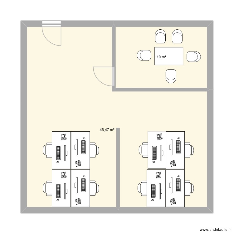 bureau SAKKARAH. Plan de 2 pièces et 56 m2