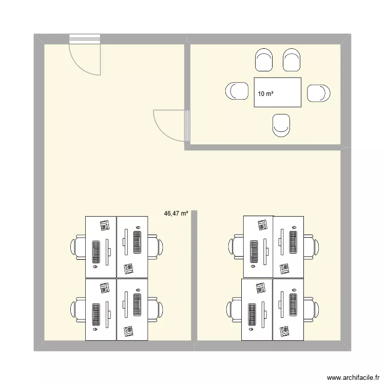 bureau SAKKARAH. Plan de 2 pièces et 56 m²