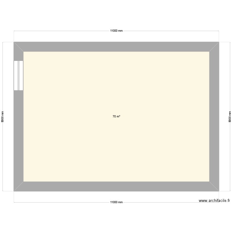 exe v 1. Plan de 1 pièce et 70 m2