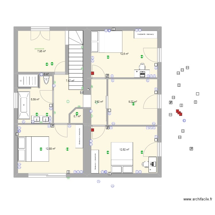 TEST2&. Plan de 10 pièces et 73 m2
