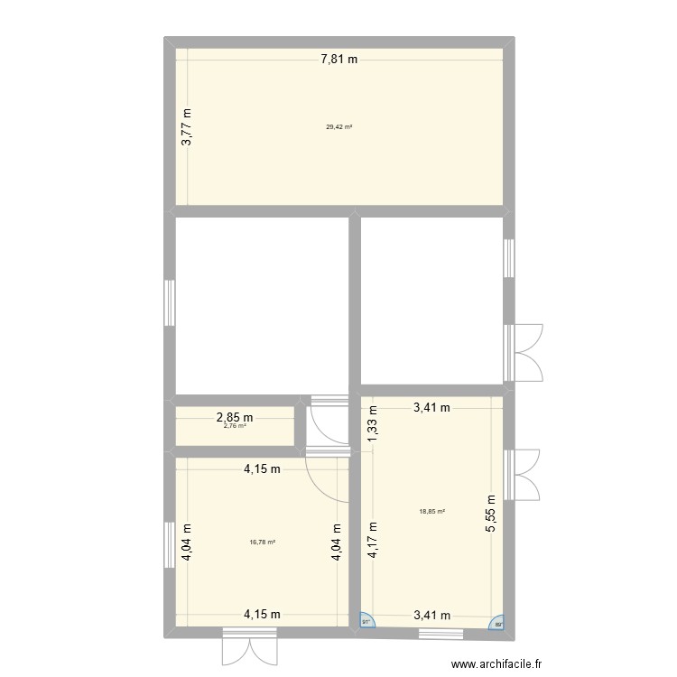 R0 Maison. Plan de 4 pièces et 68 m2