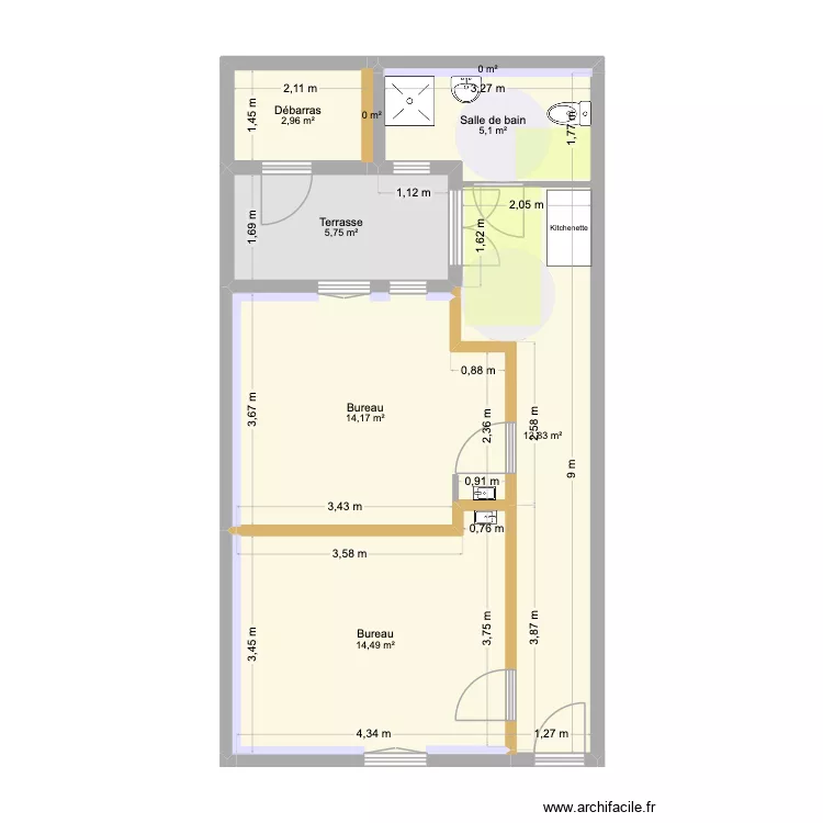trg - projet v1. Plan de 8  et 55 m²