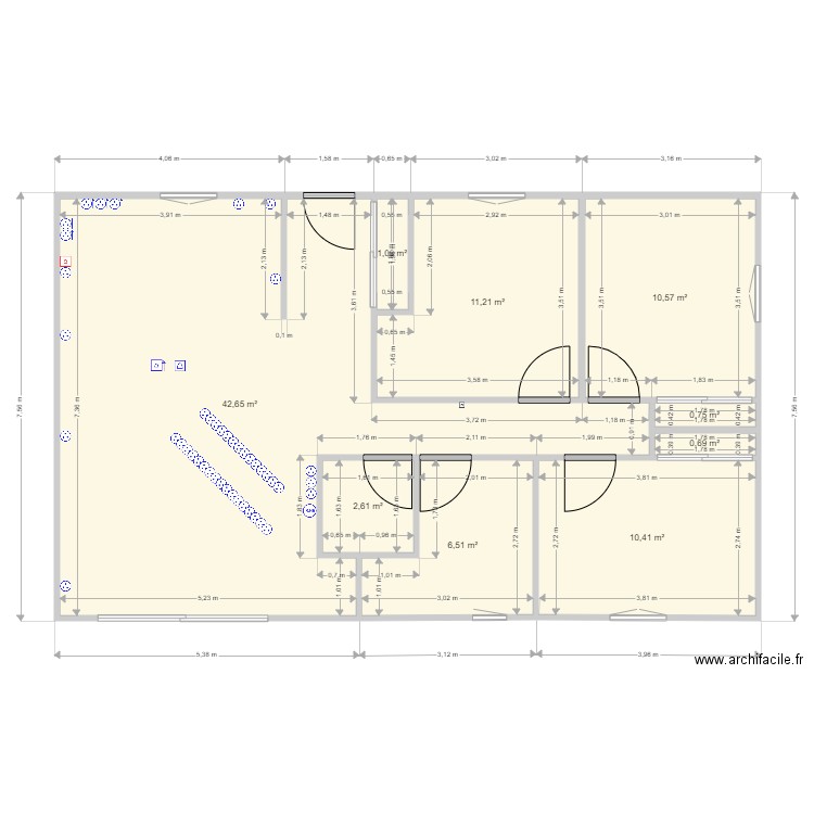 chantier barsac. Plan de 9 pièces et 86 m2