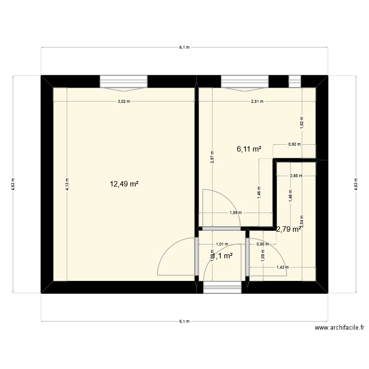 Marguerite 2. Plan de 4 pièces et 22 m2