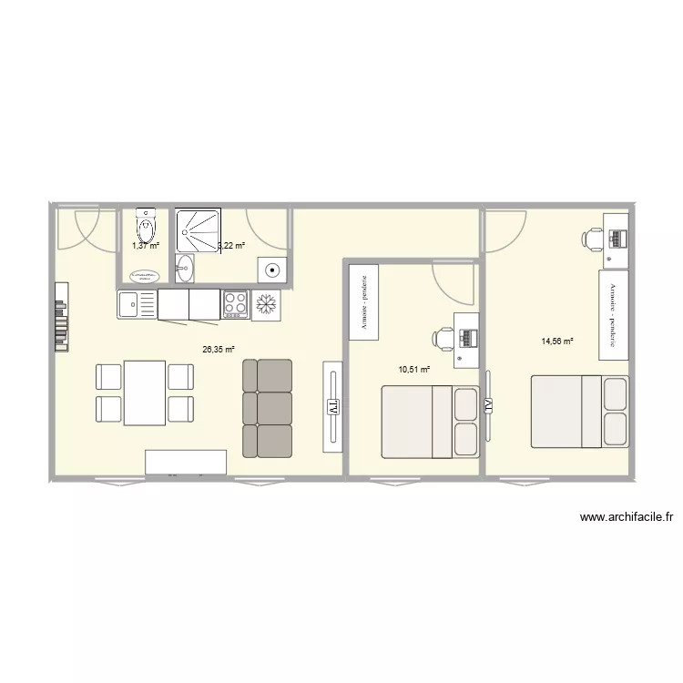 R+1 lot 3 Yvetot 5. Plan de 5  et 56 m²