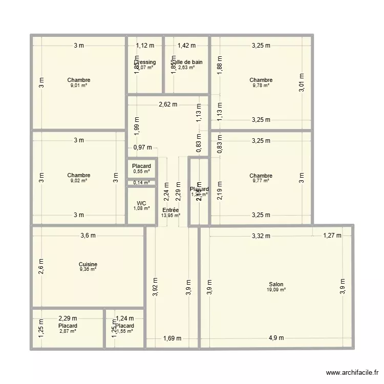 Plan. Plan de 15 Pièces et 92 m²