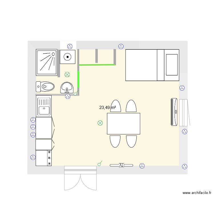 20M². Plan de 1 pièce et 19 m2