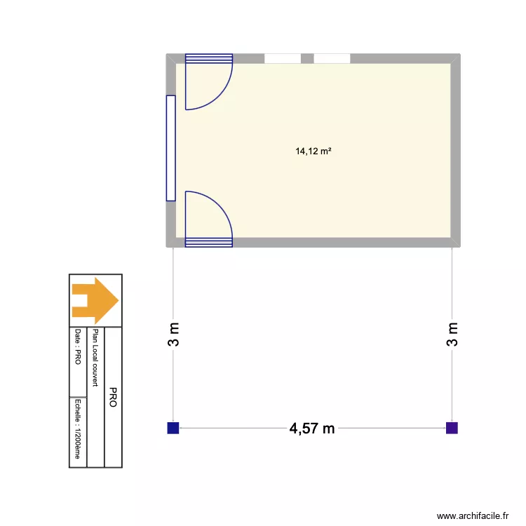 plan N&deg;2. Plan de 1 pièce et 14 m²