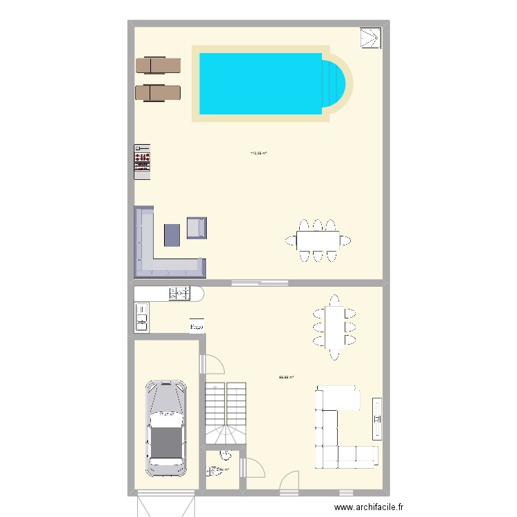 rdch. Plan de 4 pièces et 199 m2