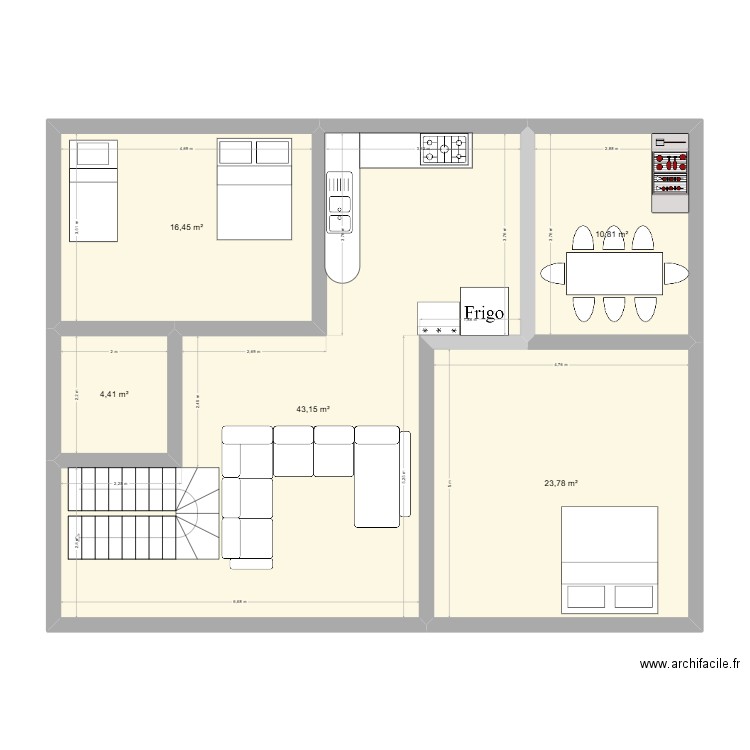 plan. Plan de 5 pièces et 99 m2
