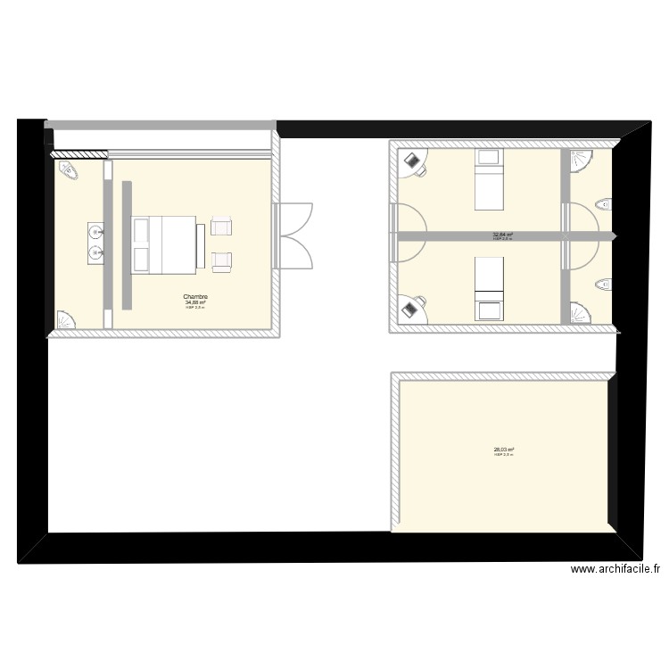 Maison base. Plan de 3 pièces et 96 m2
