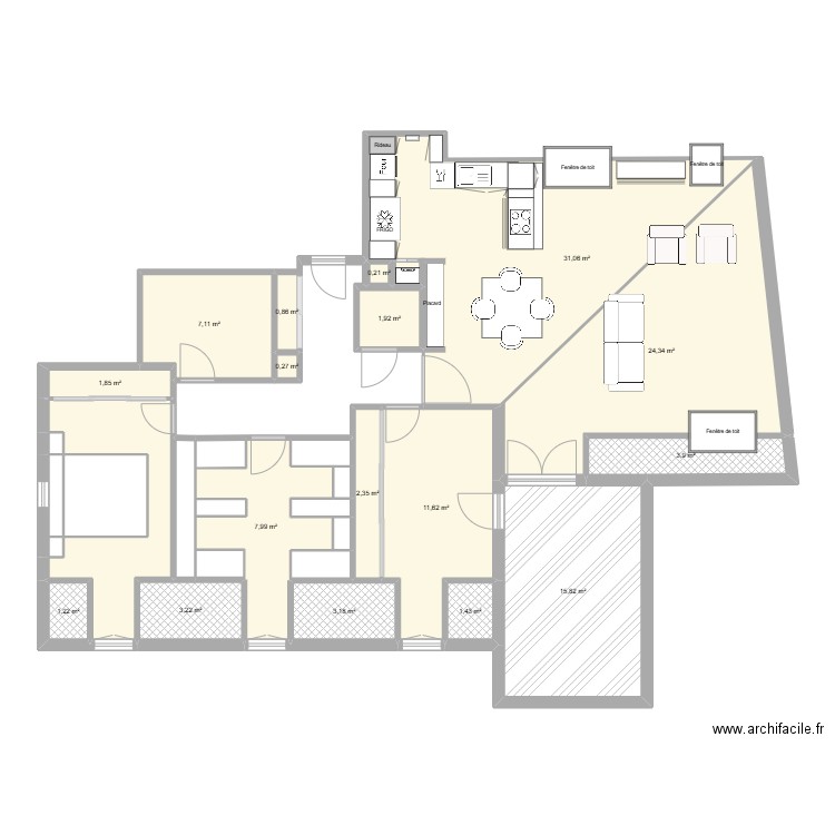 Ferron. Plan de 30 pièces et 138 m2