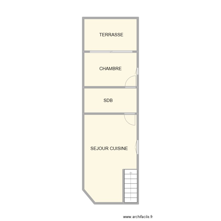 1 ETAGE REMPART AM. Plan de 5 pièces et 29 m2