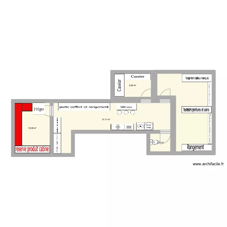 &eacute;tage. Plan de 5  et 58 m²