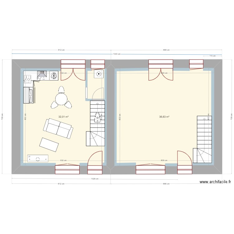 location maguy 01. Plan de 2 pièces et 69 m2