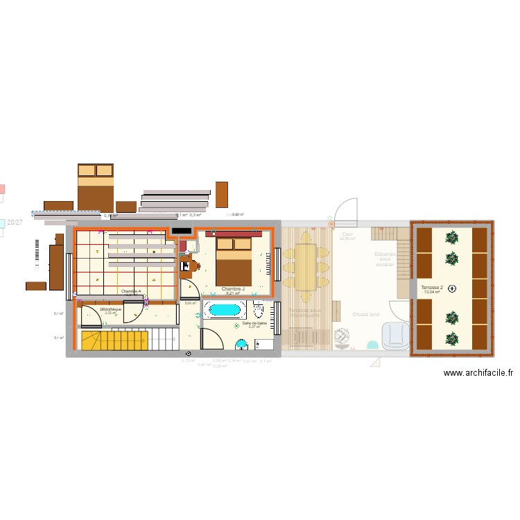 Plan de travaux chambre A. Plan de 38 pièces et 159 m2