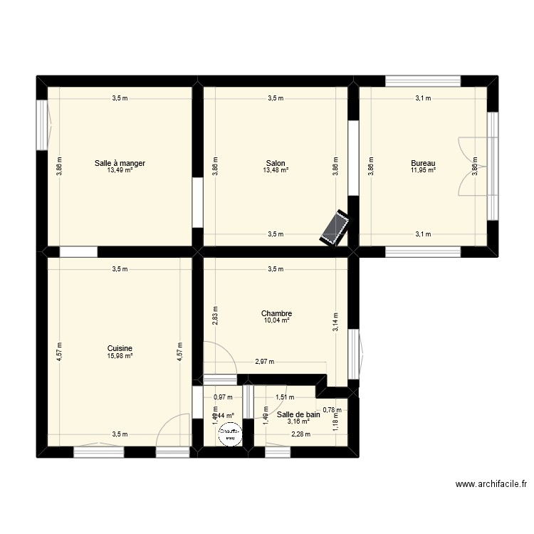 Luc 1. Plan de 4 pièces et 107 m2