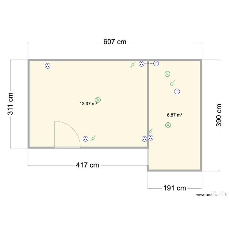 Abri de jardin Pénerf 03_20. Plan de 2 pièces et 19 m2