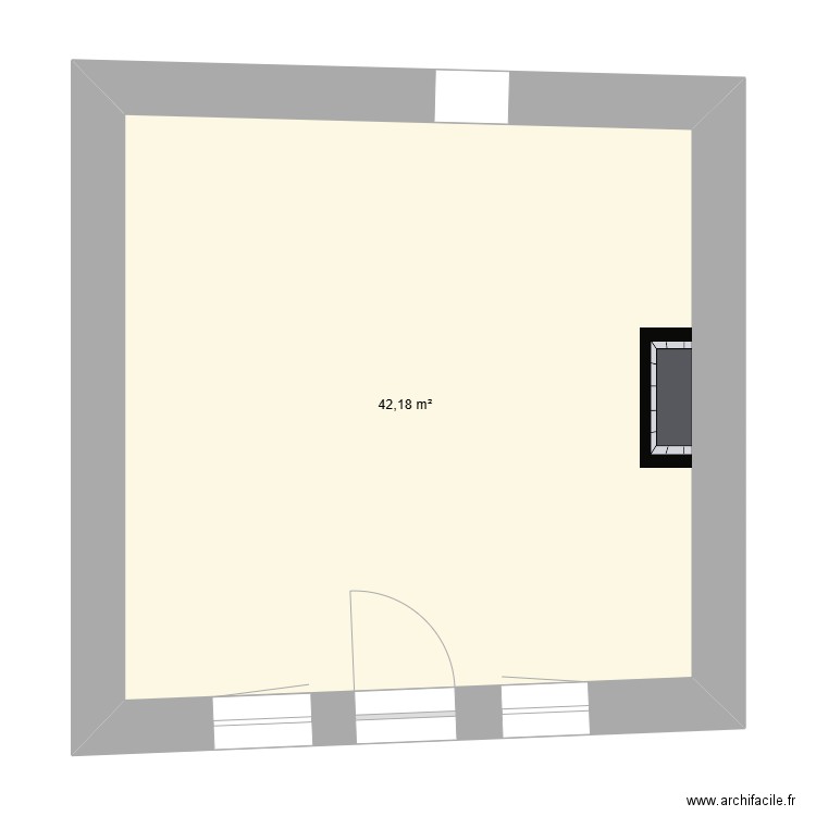 sejour. Plan de 1 pièce et 42 m2