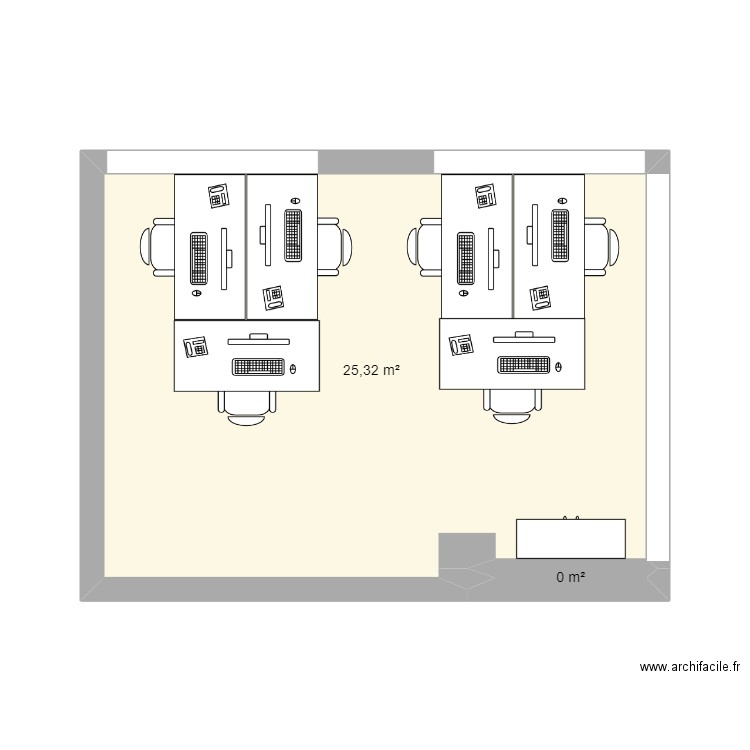 bureaux r&d. Plan de 2 pièces et 25 m2