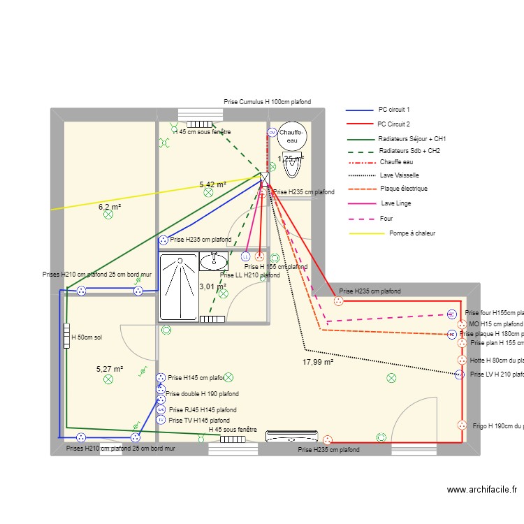 Electricité Gite 1. Plan de 0 pièce et 0 m2