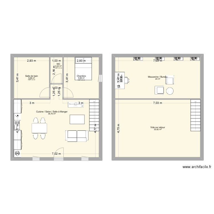 SOUQUERE. Plan de 6 pièces et 114 m2