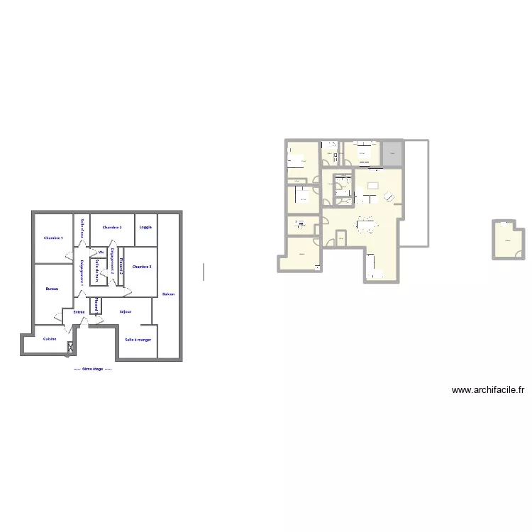 Plan appart Emeraude. Plan de 16  et 197 m²