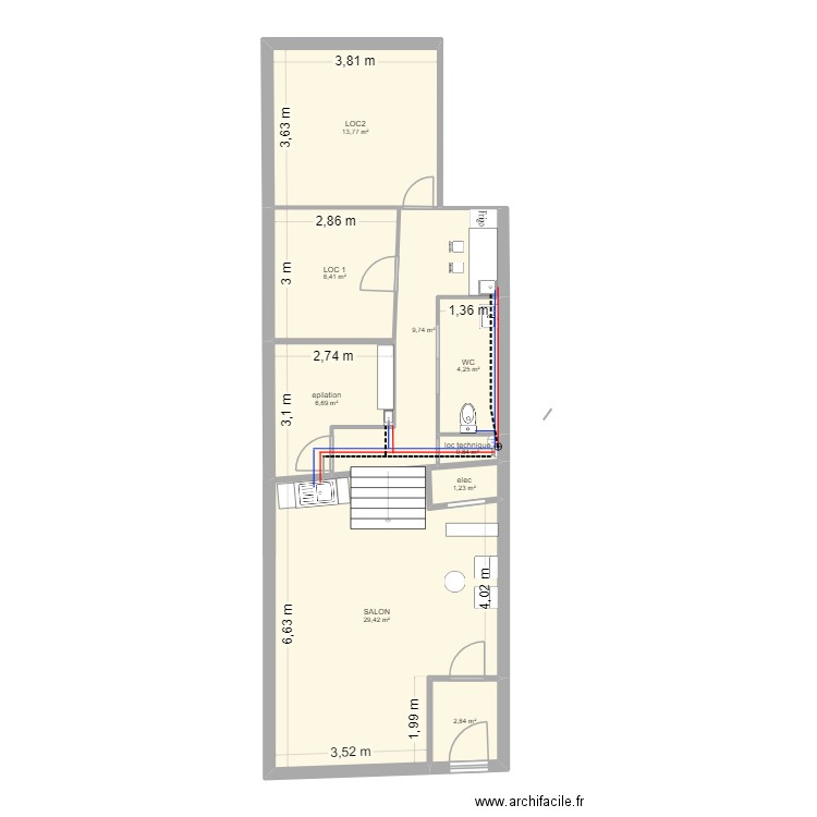 plan2. Plan de 9 pièces et 77 m2