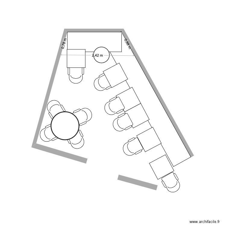 banquette salle avant Sopi. Plan de 0 pièce et 0 m2