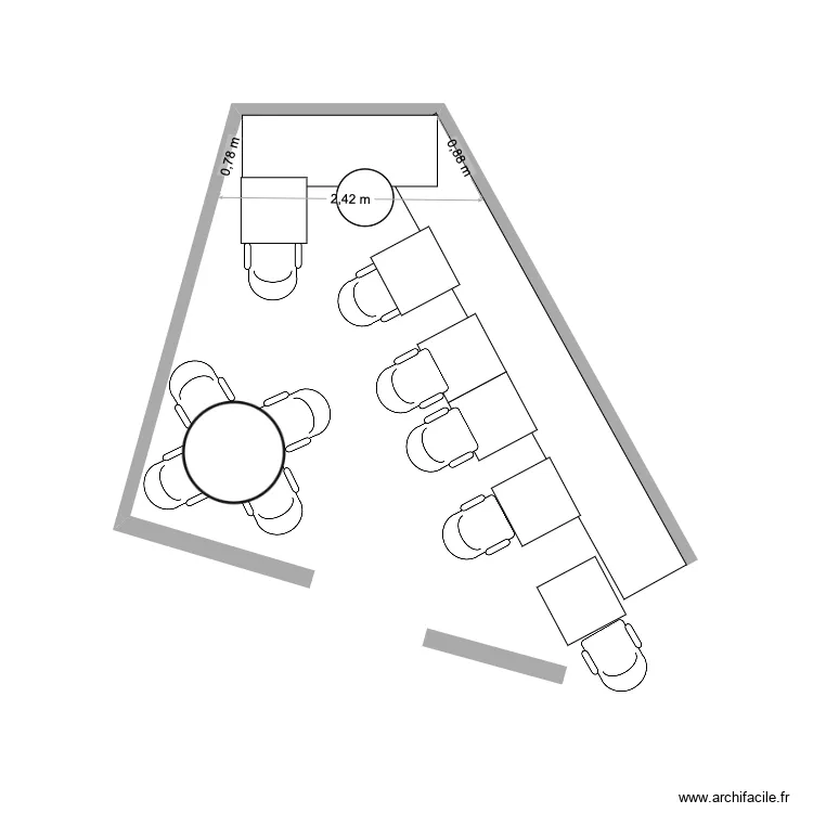 banquette salle avant Sopi. Plan de 