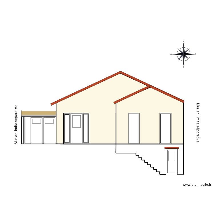 Plan de facade avant projet GUARIN W. Plan de 4 pièces et 7 m2