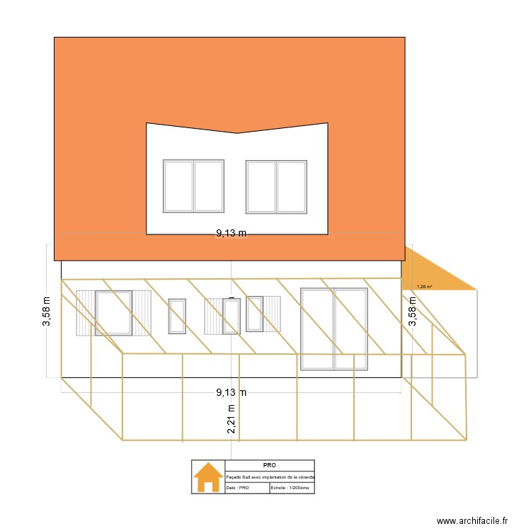 façade Sud. Plan de 0 pièce et 0 m2