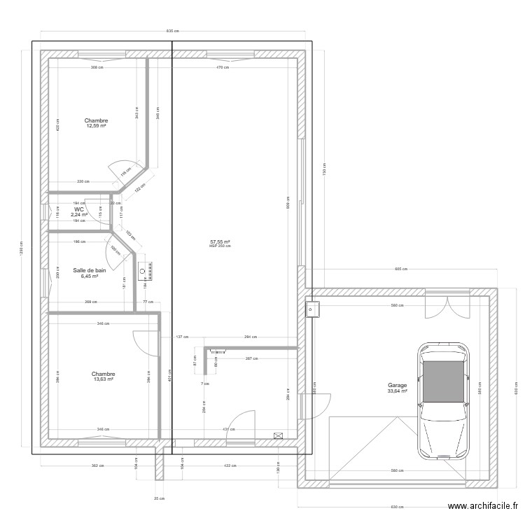 BATT. Plan de 6 pièces et 126 m2