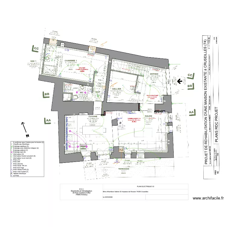 ALHERITIERE RDC PLAN ELECTRIQUE V2. Plan de 