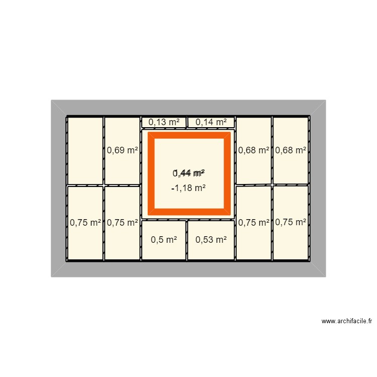 chambre 1. Plan de 14 pièces et 21 m2