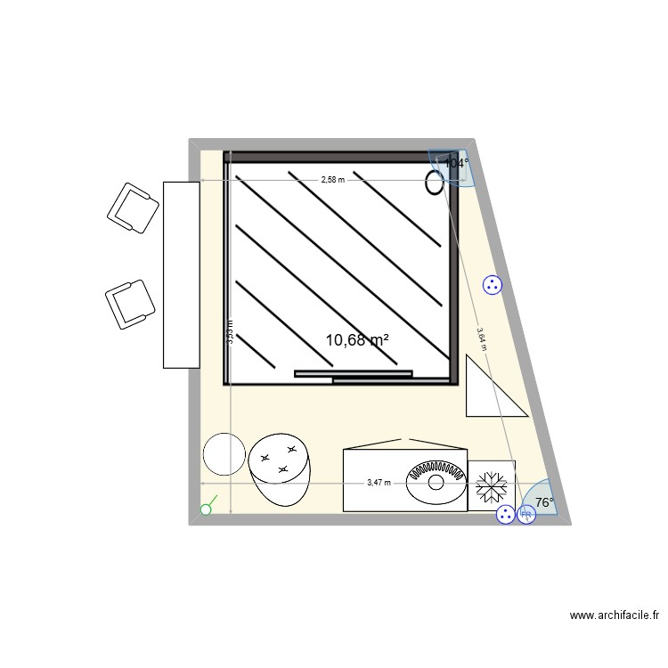 SPA. Plan de 1 pièce et 11 m2