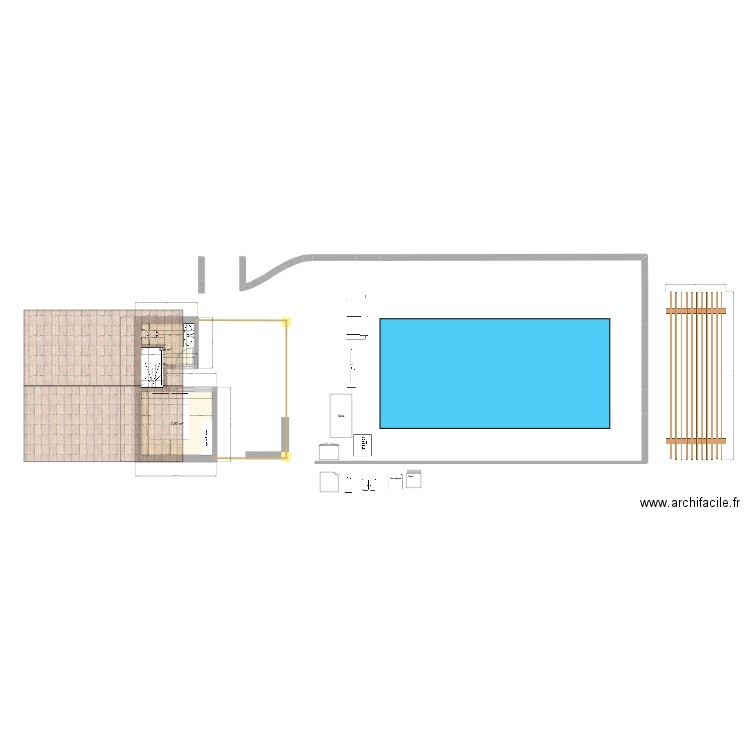 Pool house - V3 - test. Plan de 2 pièces et 13 m2