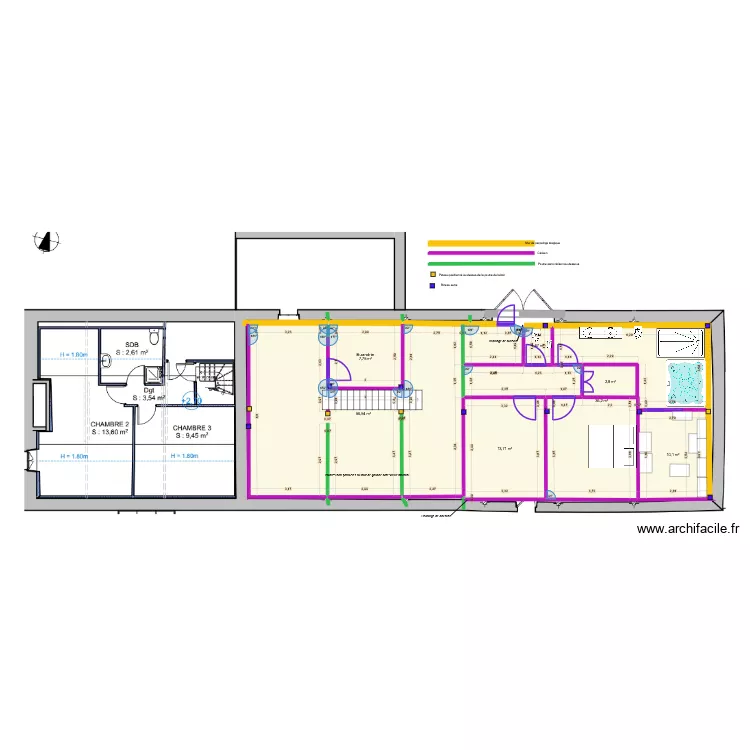 poutres et poteaux 3. Plan de 7  et 129 m²
