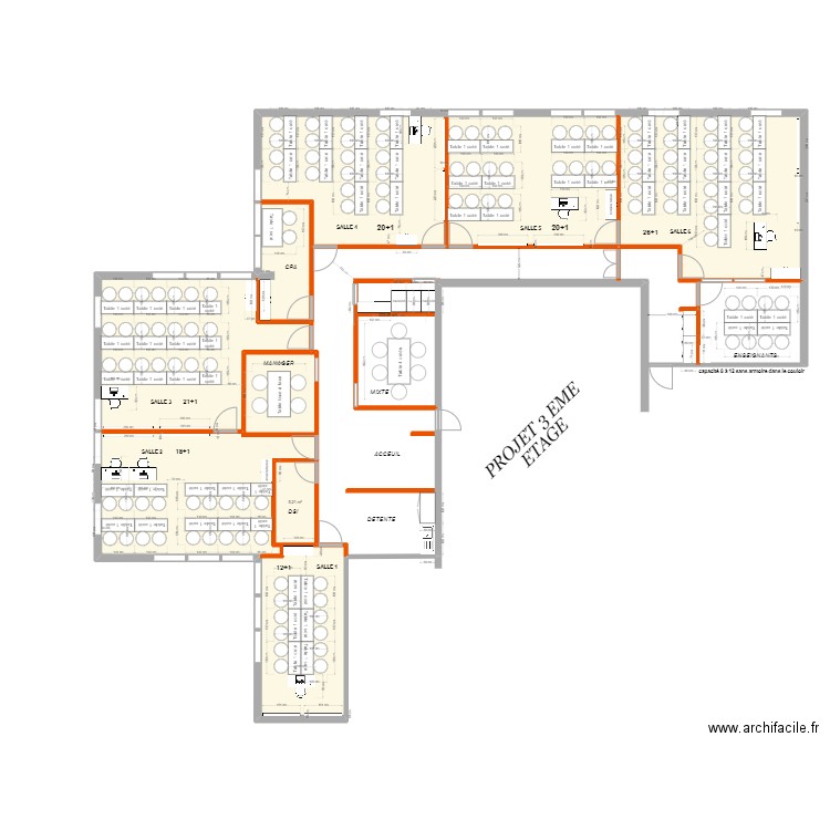 plan 3eme PMR. Plan de 2 pièces et 228 m2