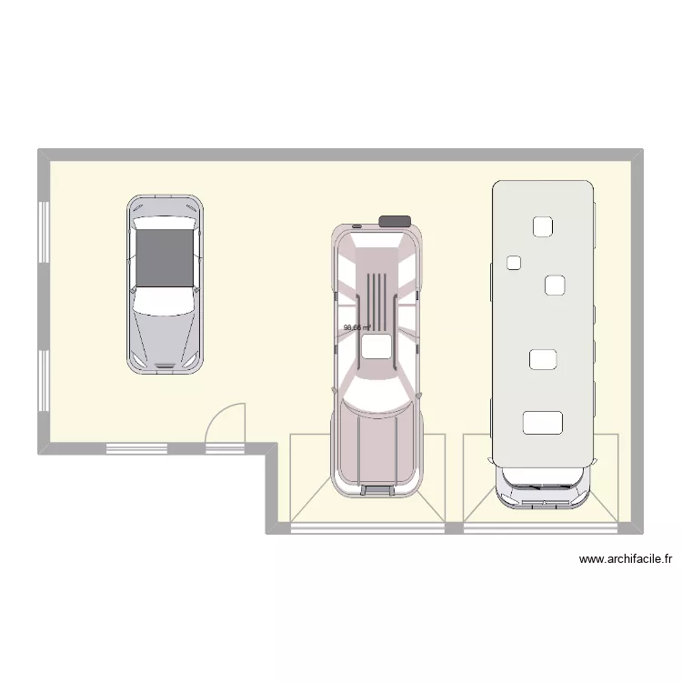 garage. Plan de 1 pièce et 99 m²