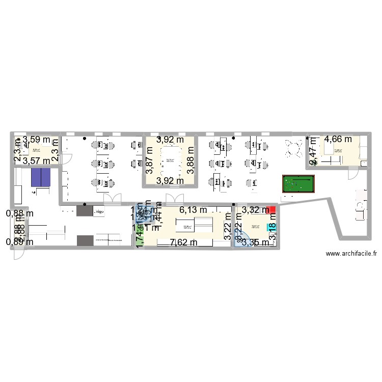 Labo bersol. Plan de 7 pièces et 72 m2