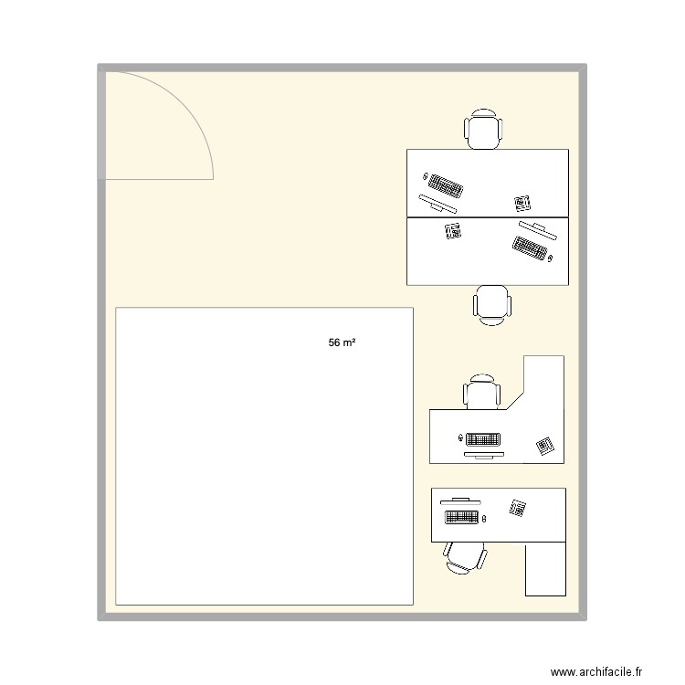Plan bureau Françoise. Plan de 1 pièce et 56 m2
