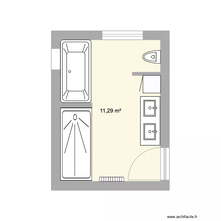 Herens SDB. Plan de 1 Pièce et 11 m² Herens SDB. Plan de 1 Pièce et 11 m²