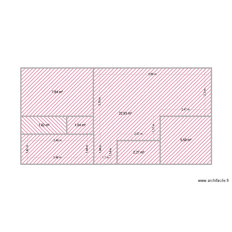 PLAN1. Plan de 6 pièces et 42 m2