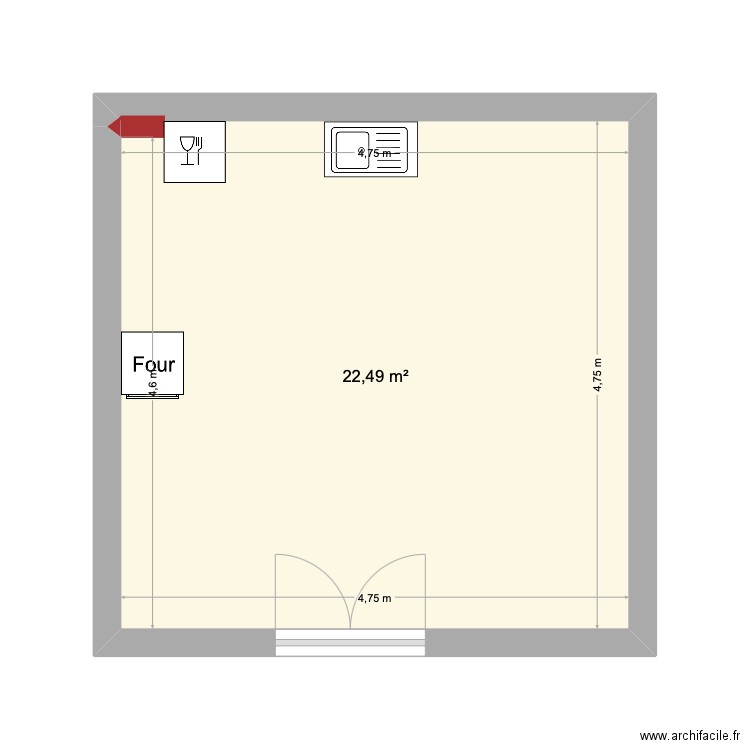 Essai1. Plan de 1 pièce et 22 m2