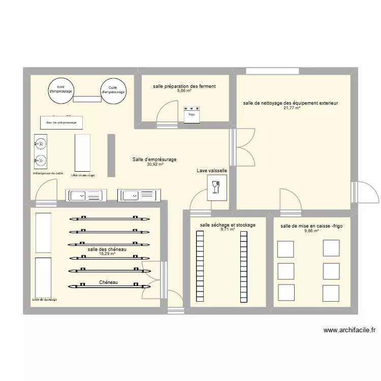 plan fromagerie. Plan de 6 pièces et 96 m²
