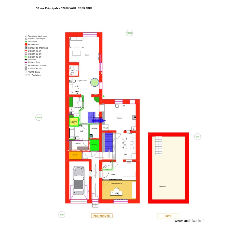 V-E_RDC rénové_chaufferie dans cave. Plan de 0 pièce et 0 m2